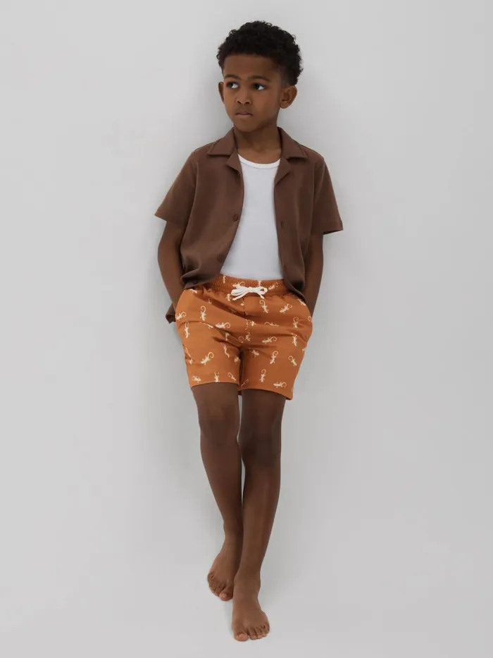 Children Reiss Swimwear Cammy Reptile Print Drawstring Swim Shorts Orangewhite Children Reiss Swimwear Cammy Reptile Print Drawstring Swim Shorts Orangewhite