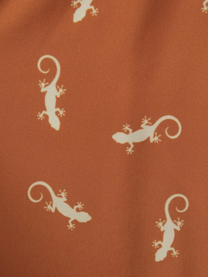 Children Reiss Swimwear Cammy Reptile Print Drawstring Swim Shorts Orangewhite