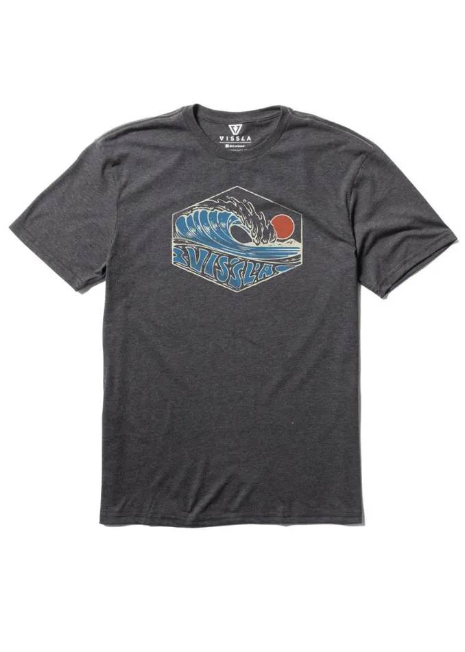 Closeout Comp Lite Eco Performance Tee Black Heather Men Vissla Tees