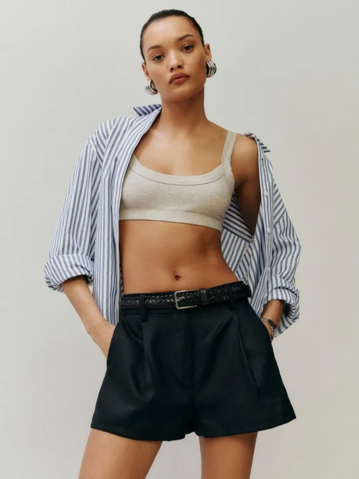 Clothing The Reformation Andy Oversized Shirt Baby Blue Stripe