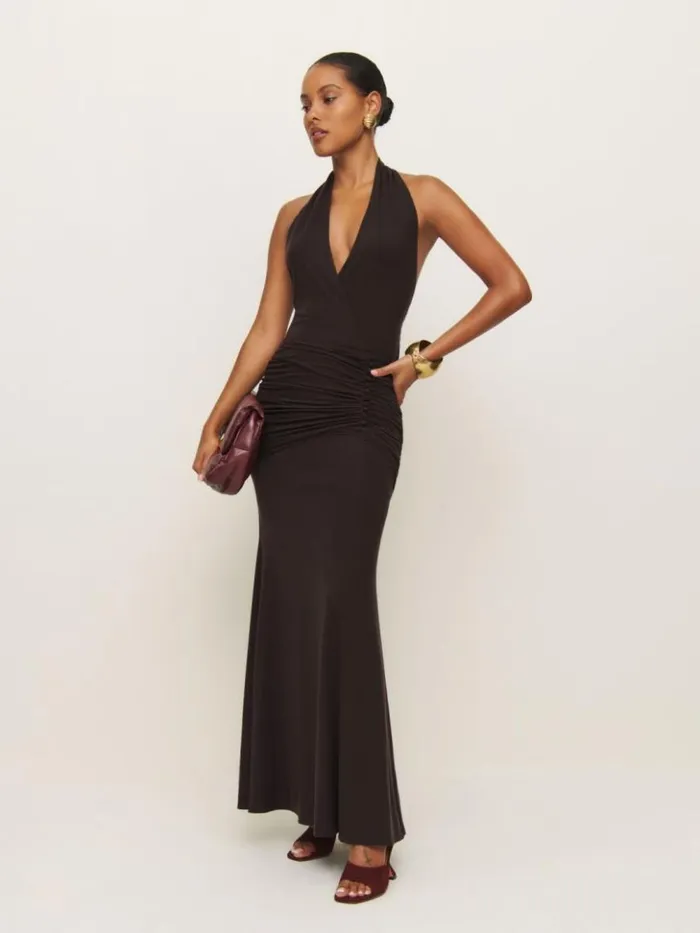 Clothing The Reformation Arden Knit Dress Black Currant