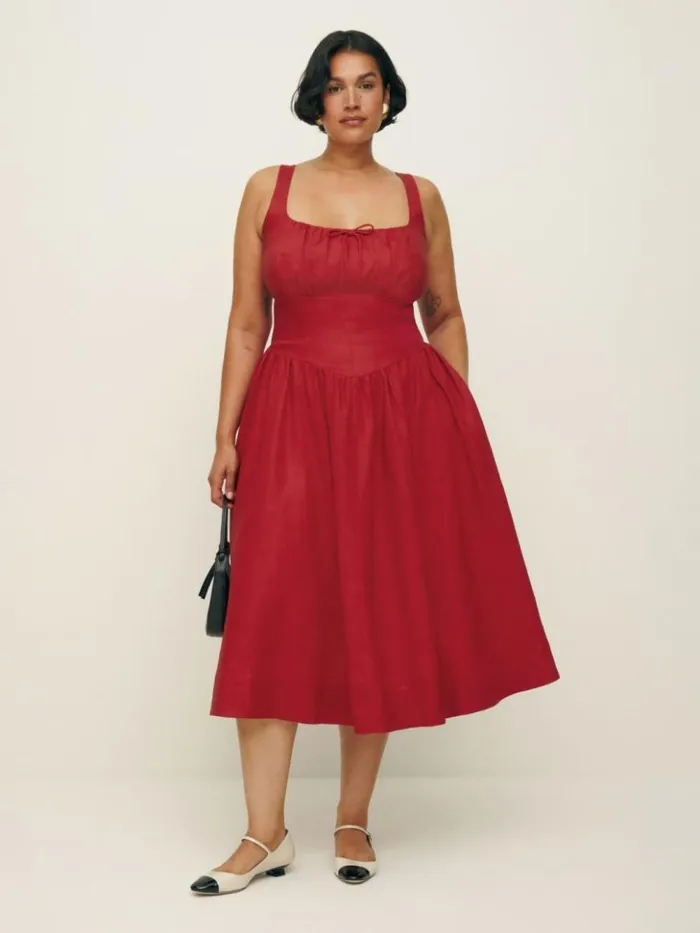 Clothing The Reformation Balia Linen Dress Es Sundried Tomato