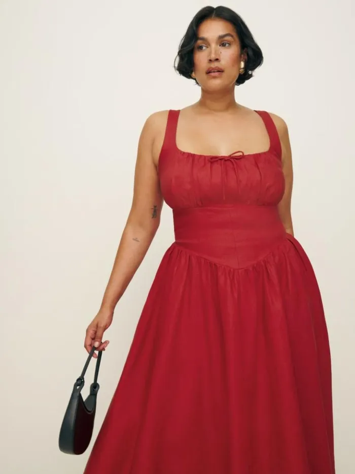 Clothing The Reformation Balia Linen Dress Es Sundried Tomato