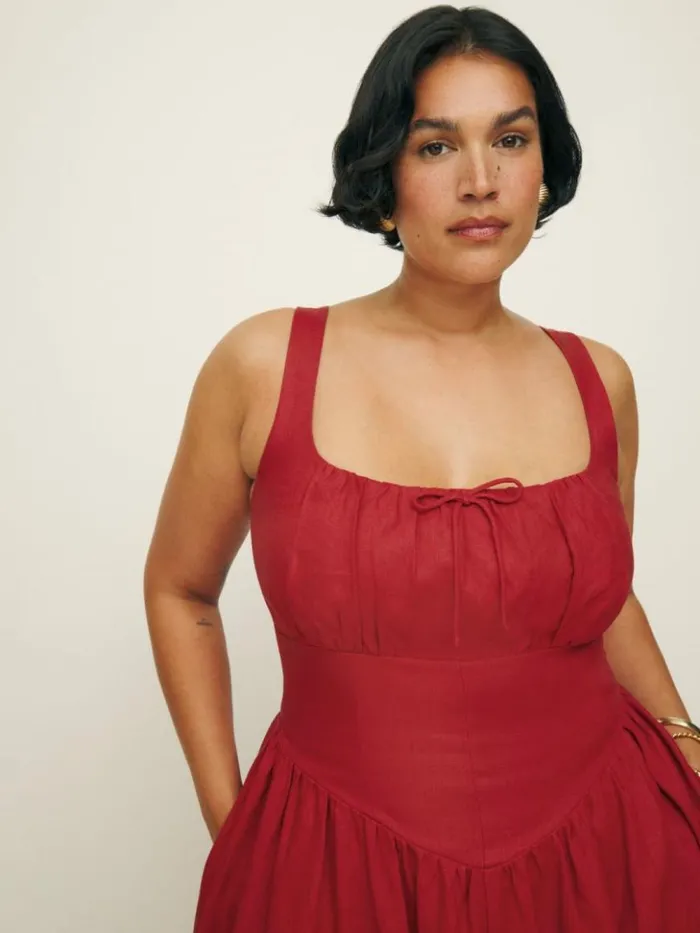 Clothing The Reformation Balia Linen Dress Es Sundried Tomato