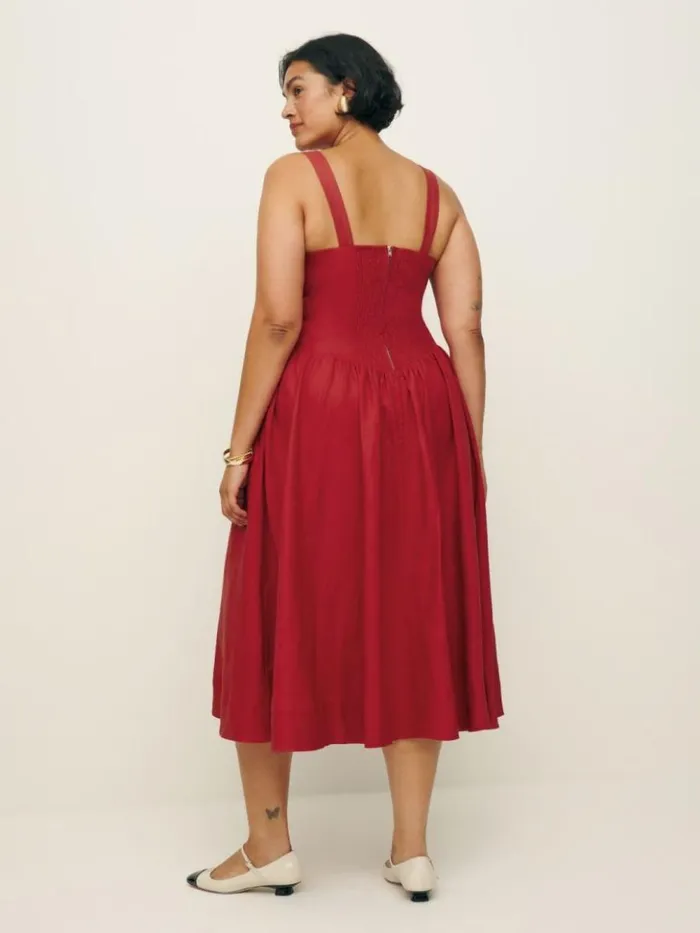 Clothing The Reformation Balia Linen Dress Es Sundried Tomato