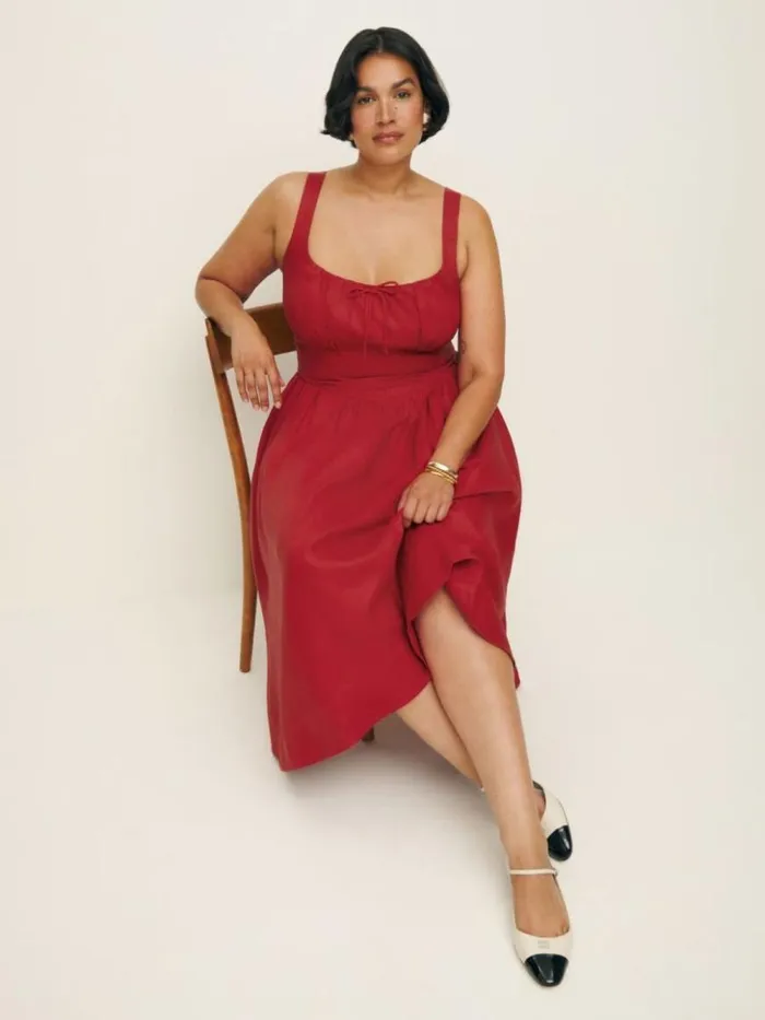 Clothing The Reformation Balia Linen Dress Es Sundried Tomato