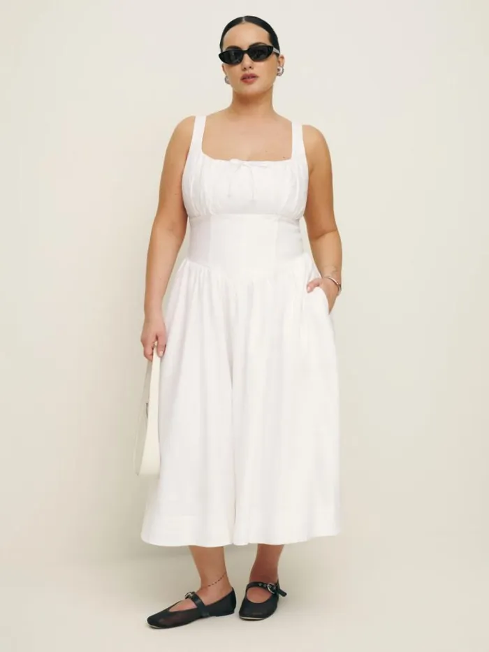 Clothing The Reformation Balia Linen Dress Es White