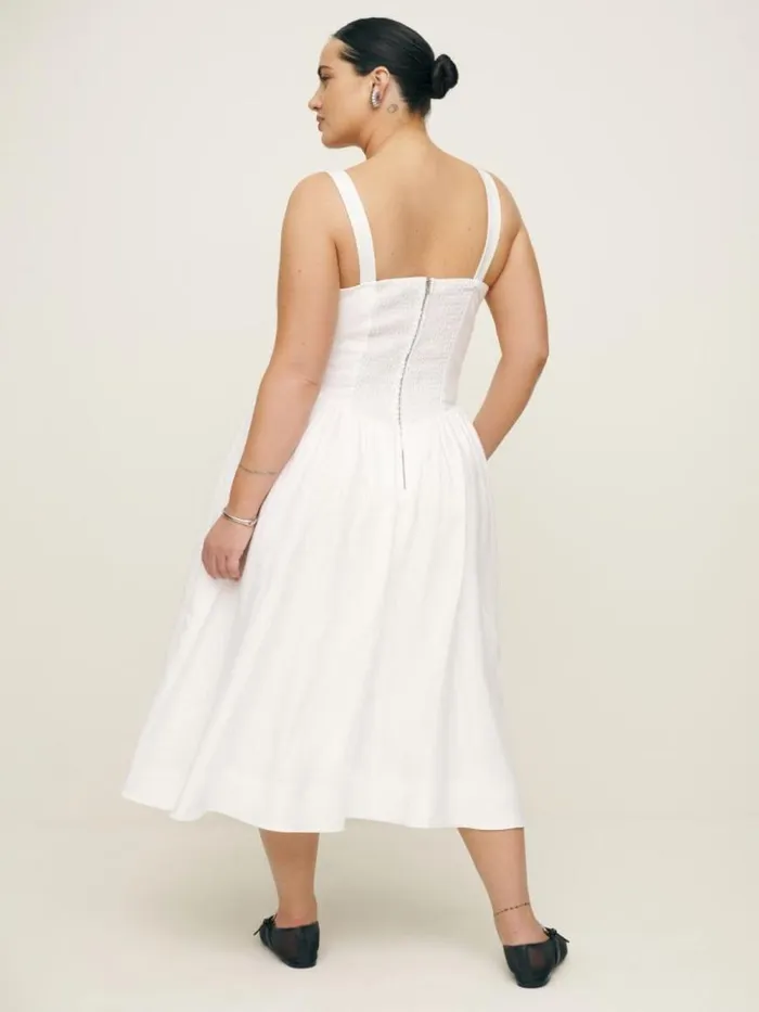 Clothing The Reformation Balia Linen Dress Es White