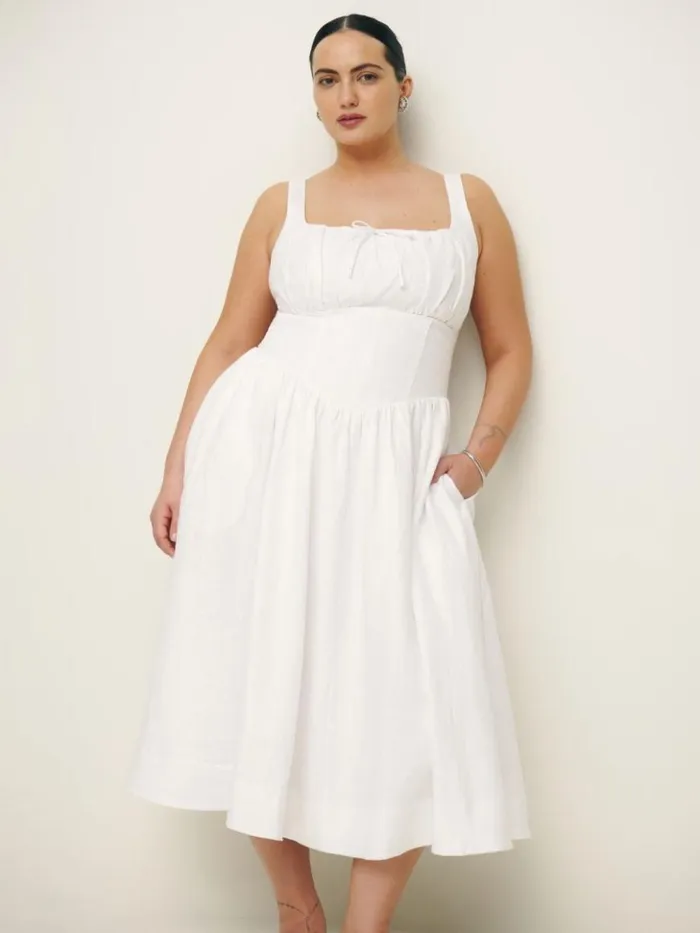 Clothing The Reformation Balia Linen Dress Es White