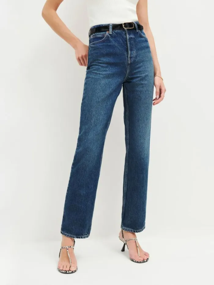 Clothing The Reformation Cynthia High Rise Straight Jeans Lanier