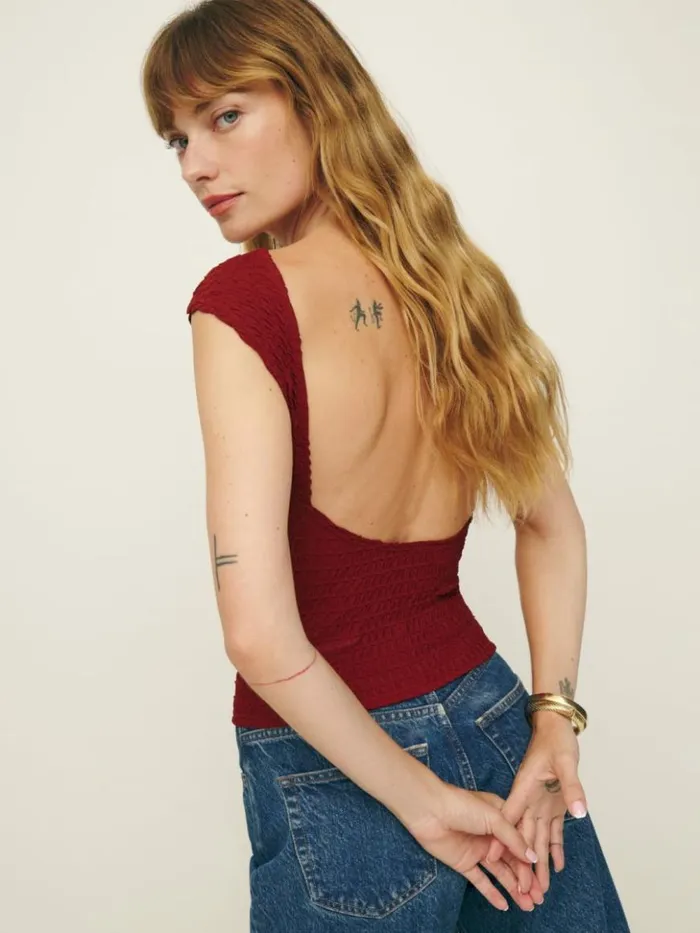 Clothing The Reformation Darra Knit Top Bowl Of Cherries