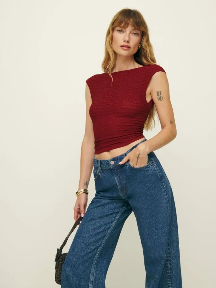 Clothing The Reformation Darra Knit Top Bowl Of Cherries
