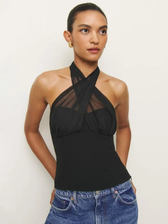Clothing The Reformation Deja Top Black