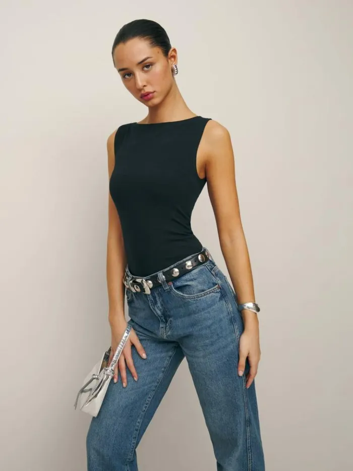 Clothing The Reformation Dusk Knit Top Black