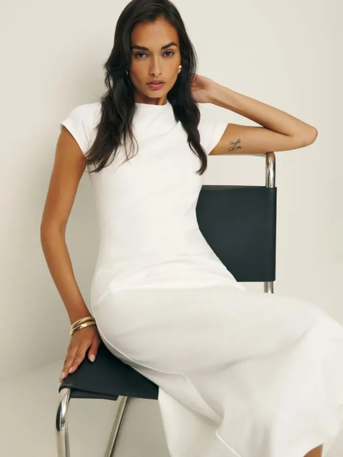 Clothing The Reformation Elona Knit Dress White