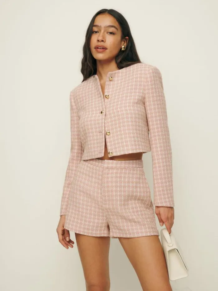 Clothing The Reformation Hudson Short Pink Tweed