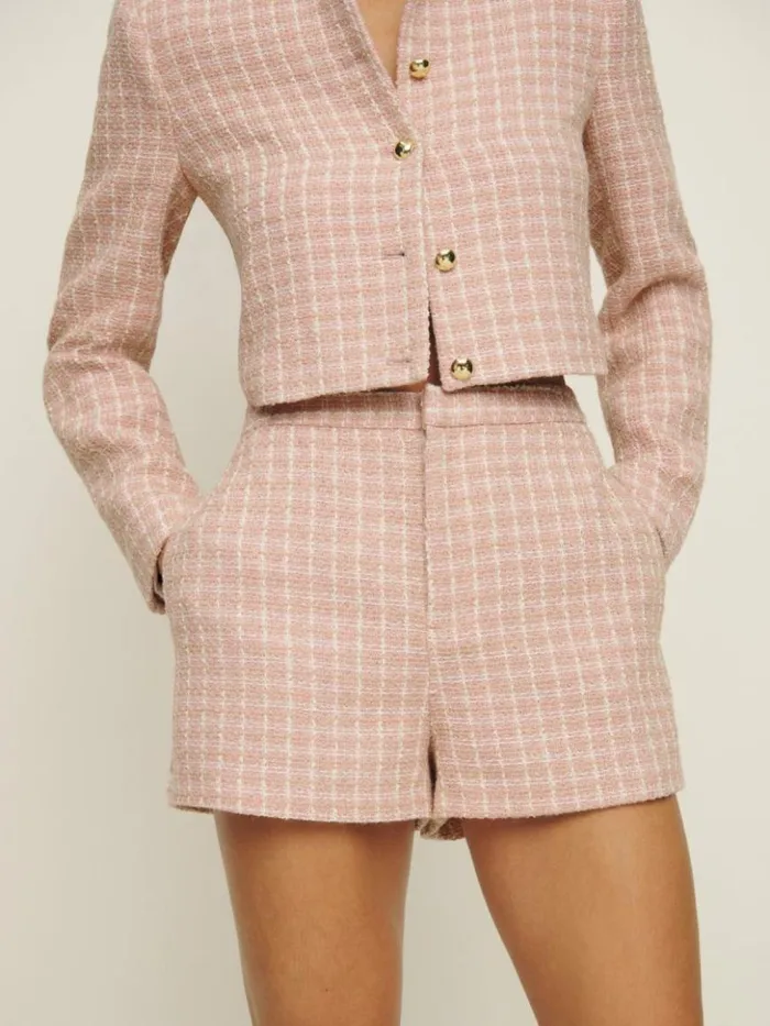Clothing The Reformation Hudson Short Pink Tweed