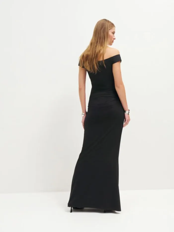 Clothing The Reformation Jonesy Knit Dress Black