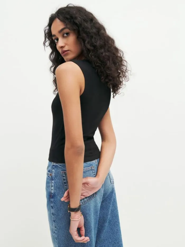 Clothing The Reformation Keegan Knit Top Black