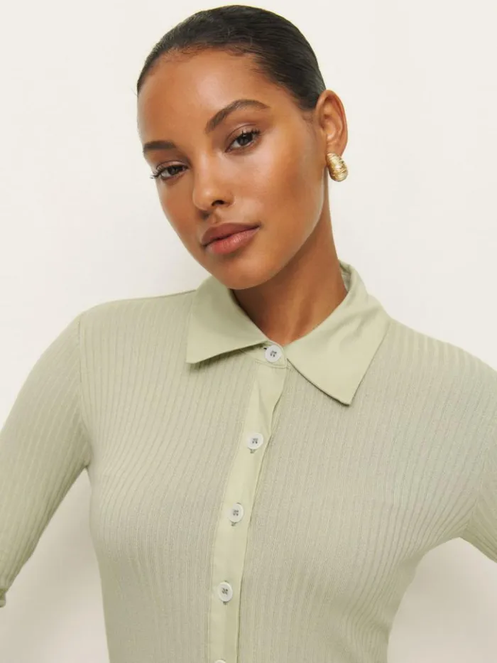 Clothing The Reformation Miles Knit Top Dried Herbs