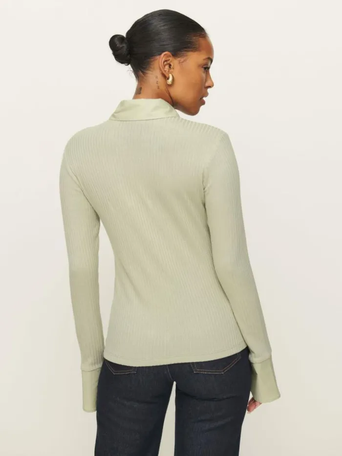 Clothing The Reformation Miles Knit Top Dried Herbs