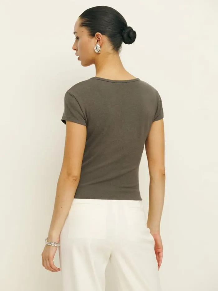 Clothing The Reformation Olive Knit Top Poppyseed