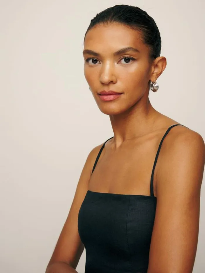 Clothing The Reformation Overland Linen Top Black