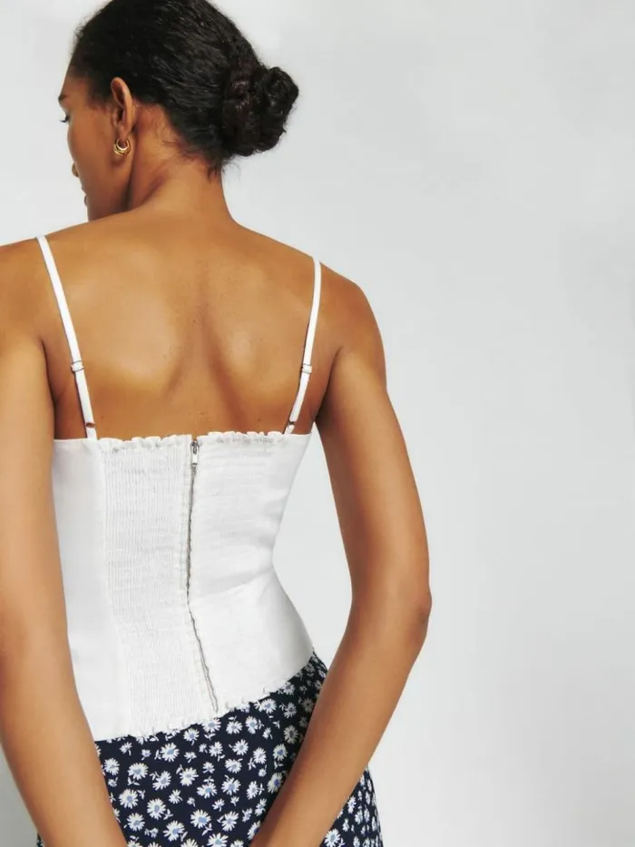 Clothing The Reformation Overland Linen Top White