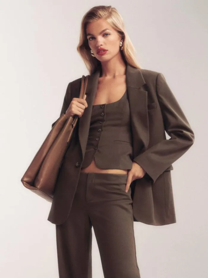 Clothing The Reformation Parker Oversized Blazer Brown
