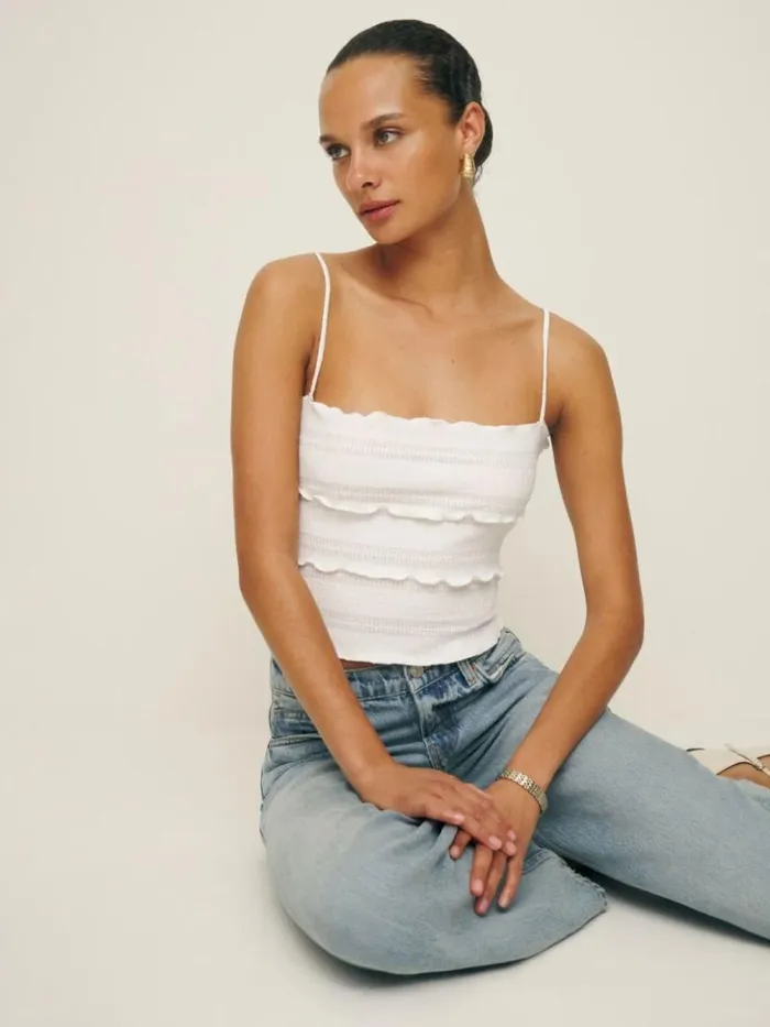 Clothing The Reformation Primrose Knit Top White