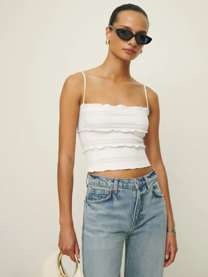 Clothing The Reformation Primrose Knit Top White