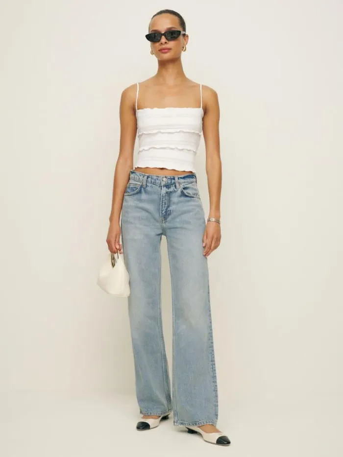 Clothing The Reformation Primrose Knit Top White