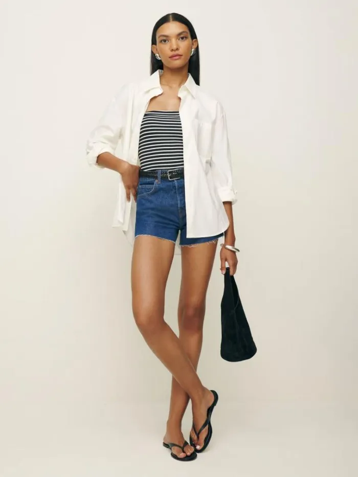Clothing The Reformation Seren Knit Top Black And White