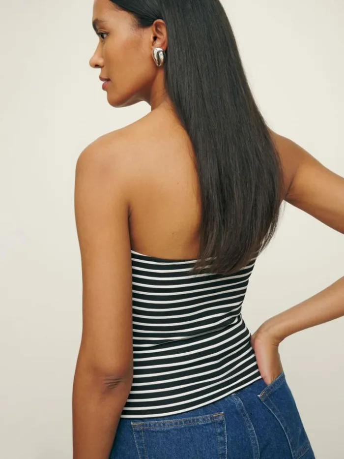 Clothing The Reformation Seren Knit Top Black And White