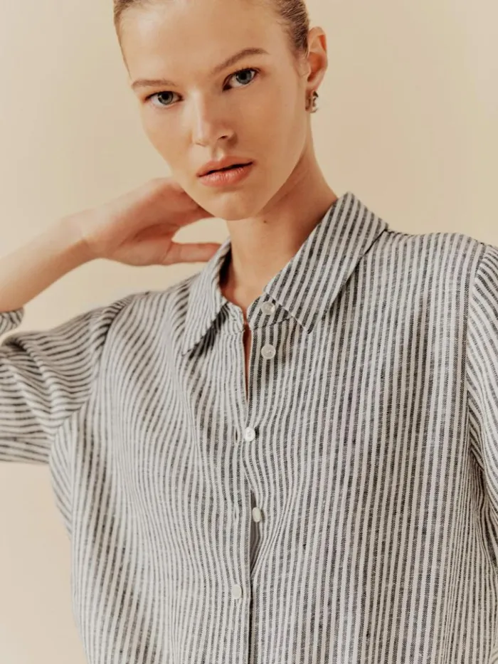 Clothing The Reformation Sky Relaxed Linen Top Vineyard