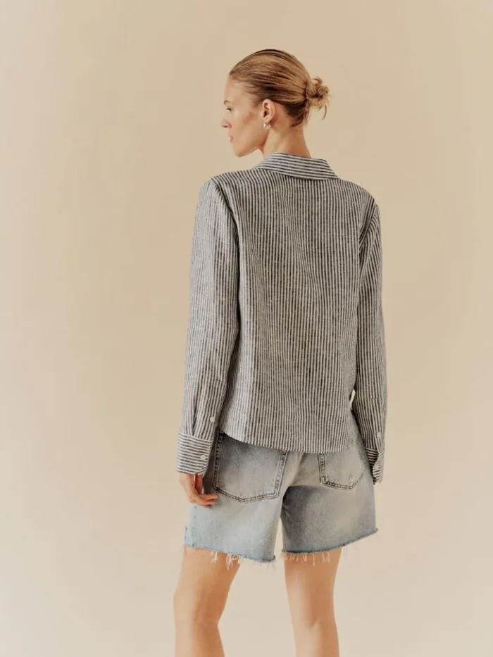 Clothing The Reformation Sky Relaxed Linen Top Vineyard