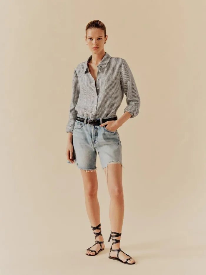 Clothing The Reformation Sky Relaxed Linen Top Vineyard