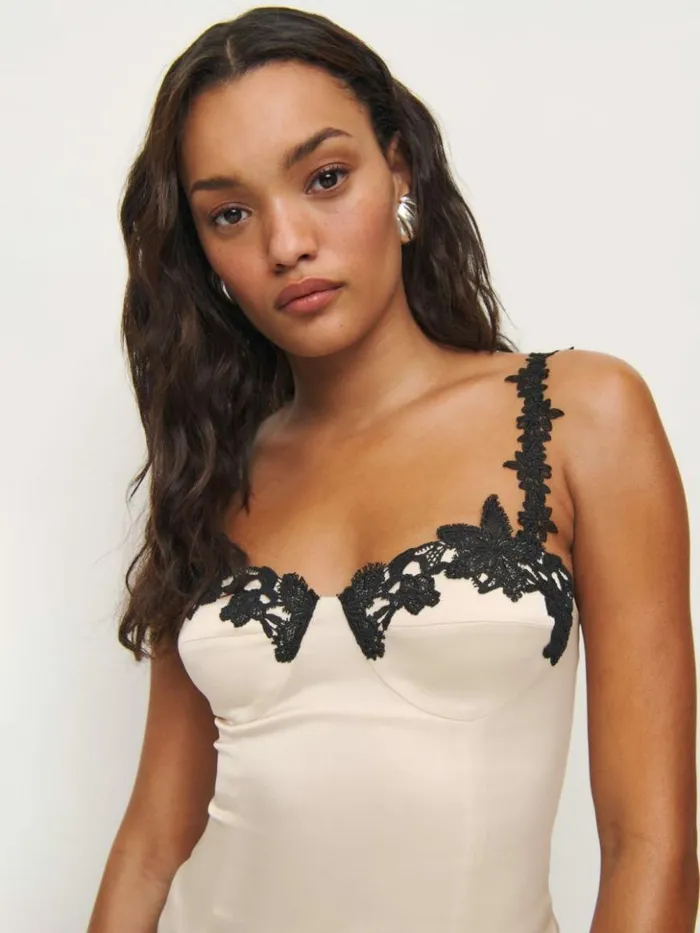 Clothing The Reformation Skyla Satin Top Almond