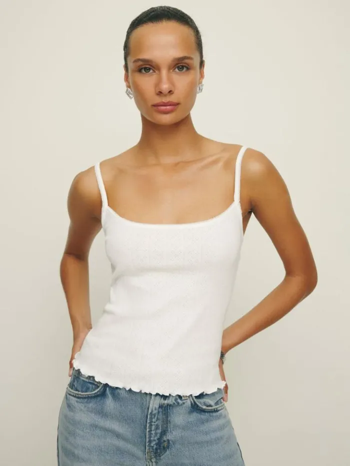 Clothing The Reformation Soraya Pointelle Knit Top White