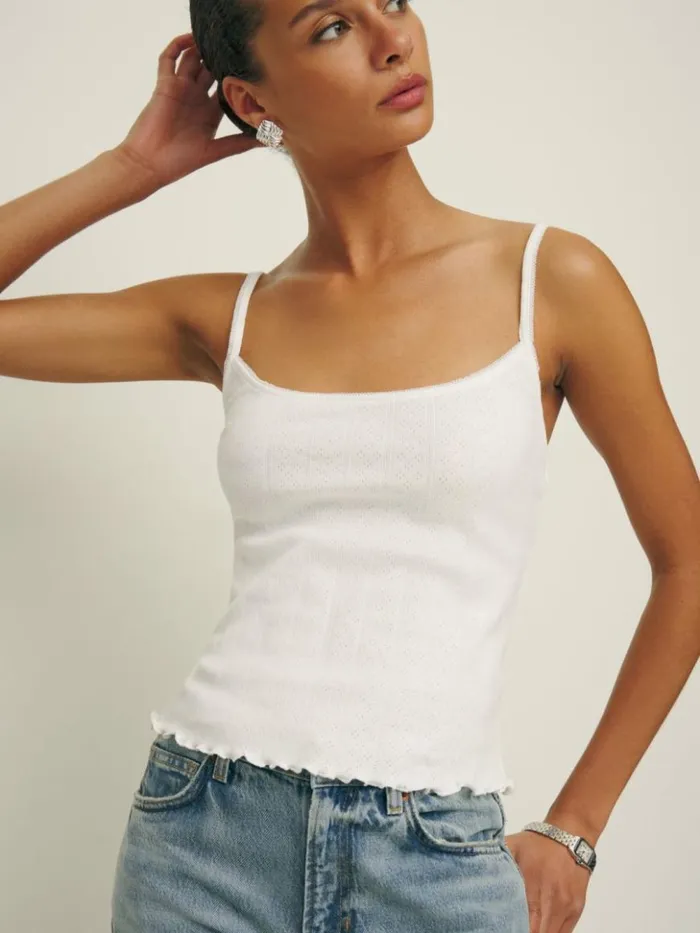 Clothing The Reformation Soraya Pointelle Knit Top White