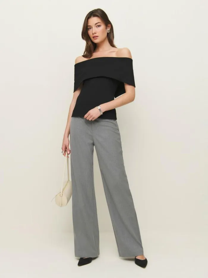 Clothing The Reformation Teddy Knit Top Black