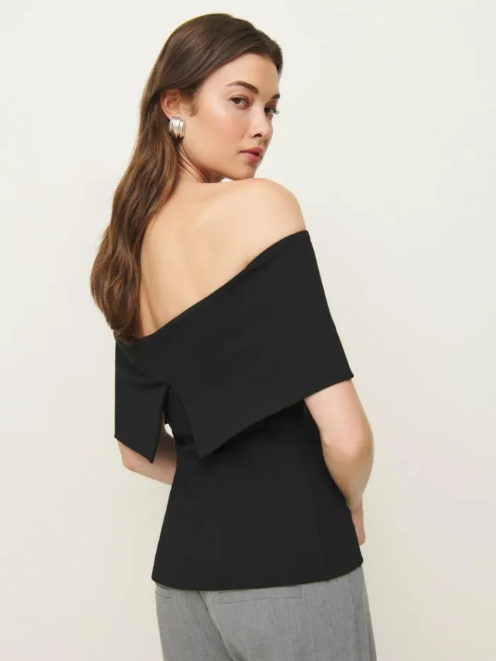 Clothing The Reformation Teddy Knit Top Black