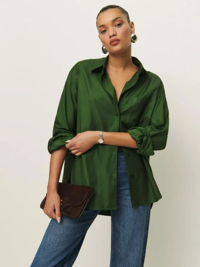 Clothing The Reformation Will Oversized Shirt Grass