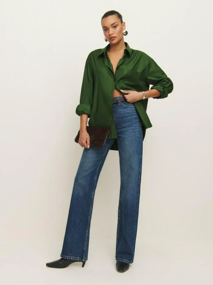 Clothing The Reformation Will Oversized Shirt Grass