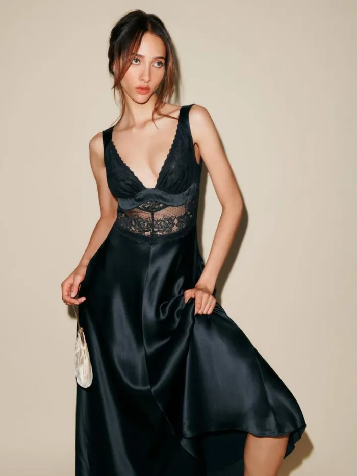 ClothingWeddings The Reformation Spruce Dress Black