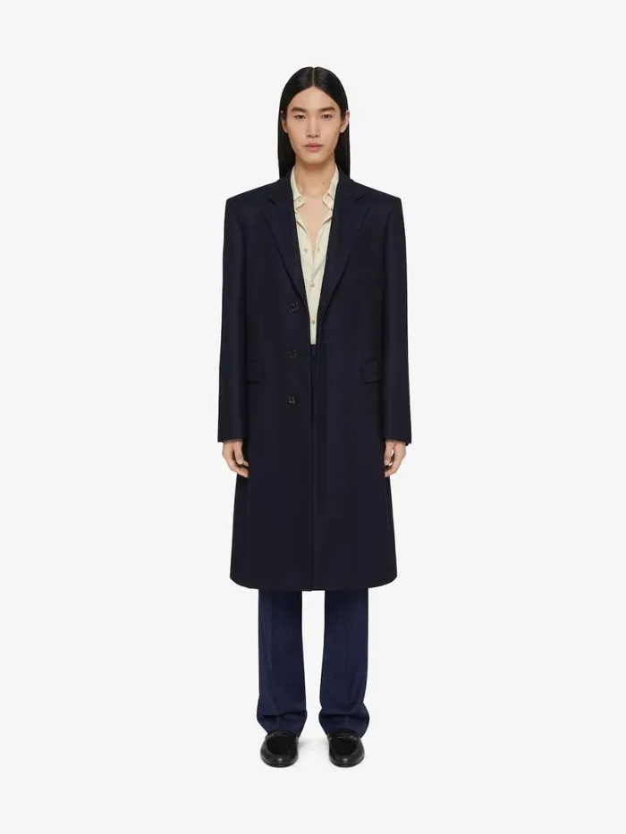 Coat In Wool Night Blue Men Givenchy Coats and Jackets
