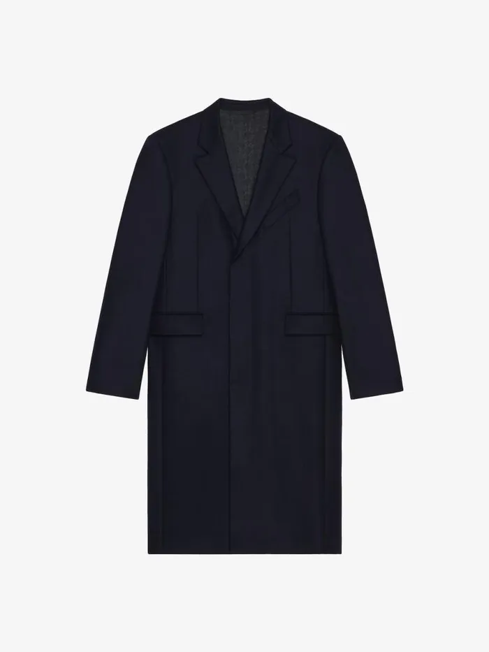 Coat In Wool Night Blue Men Givenchy Coats and Jackets