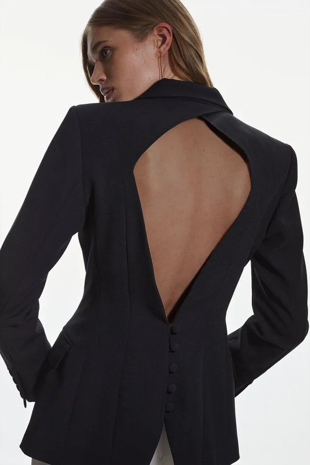 Coats and Jackets Women Karen Millen Compact Stretch Open Back Blazer