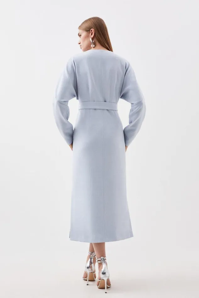 Coats and Jackets Women Karen Millen Compact Stretch Rounded Coat Pale Blue