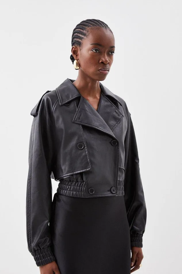 Coats and Jackets Women Karen Millen Faux Leather Tailored Bomber Mac Jacket Black Coats and Jackets Women Karen Millen Faux Leather Tailored Bomber Mac Jacket Black